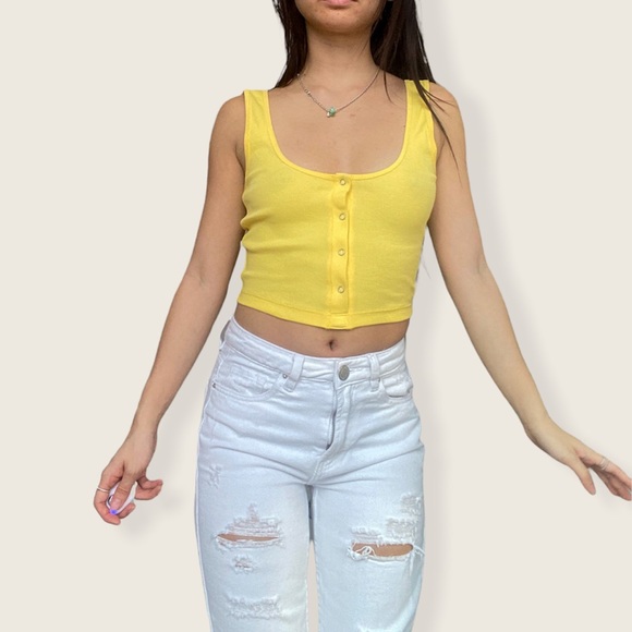 ASOS Yellow Buttoned Tank Top - Picture 1 of 6